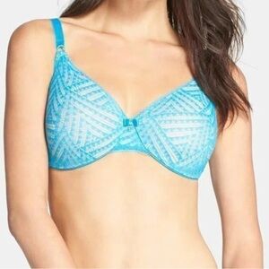 CHANTELLE 2142 Illusion Seamless Molded Underwire Bra 38DD Teal Curacoa
